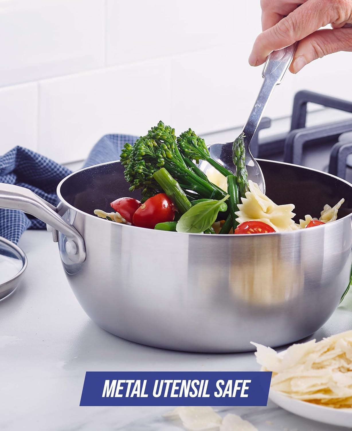 imageBlue Diamond 10 Skillet 5QT Jumbo Cooker 2QT Saucepan Diamond Infused Healthy Ceramic Nonstick PFAS amp PFOAFree ProfessionalGrade Durable HeatResistant Easy Clean Dishwasher Safe BlueSilver
