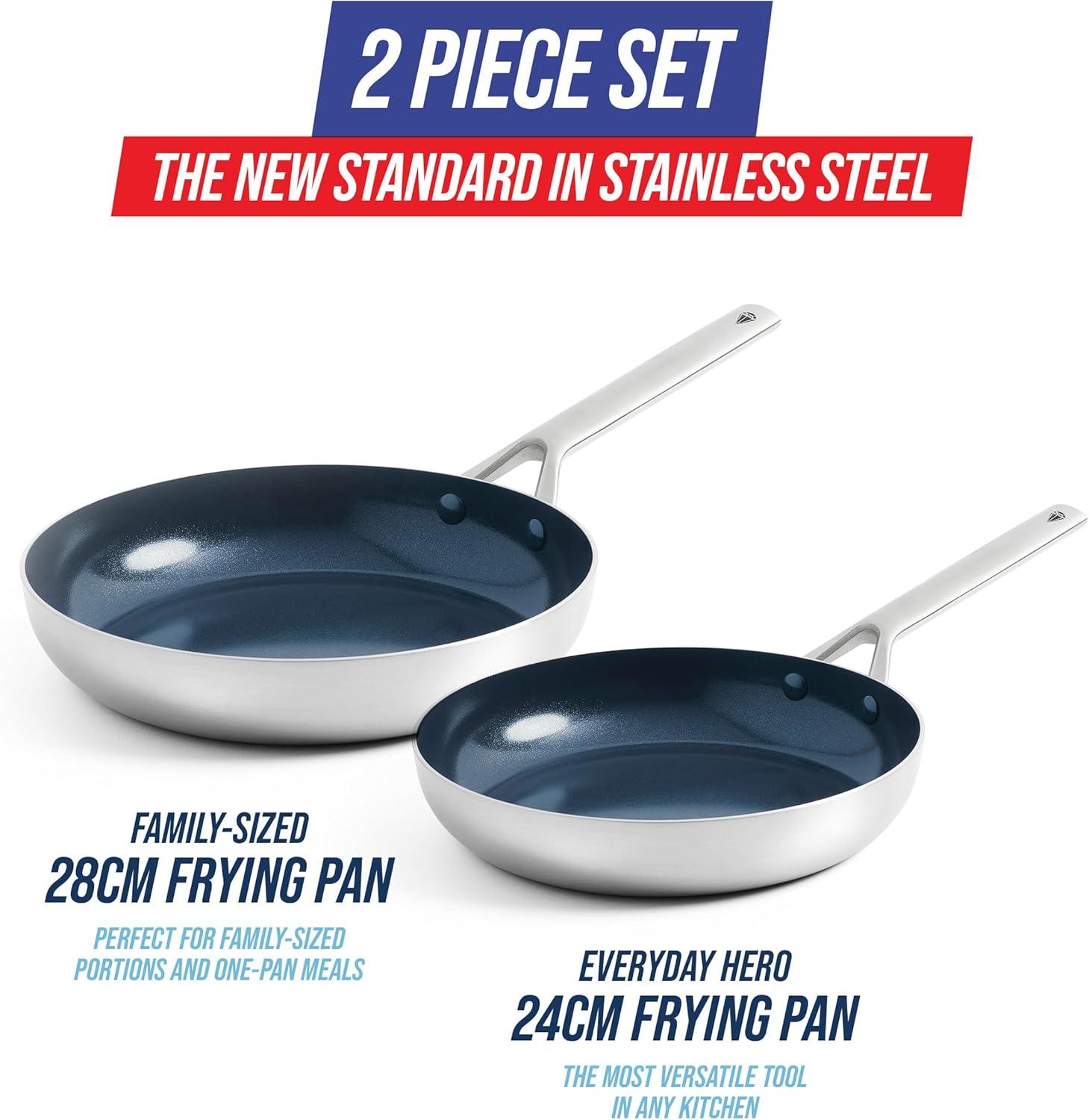 imageBlue Diamond 10 Skillet 5QT Jumbo Cooker 2QT Saucepan Diamond Infused Healthy Ceramic Nonstick PFAS amp PFOAFree ProfessionalGrade Durable HeatResistant Easy Clean Dishwasher Safe BlueSilver