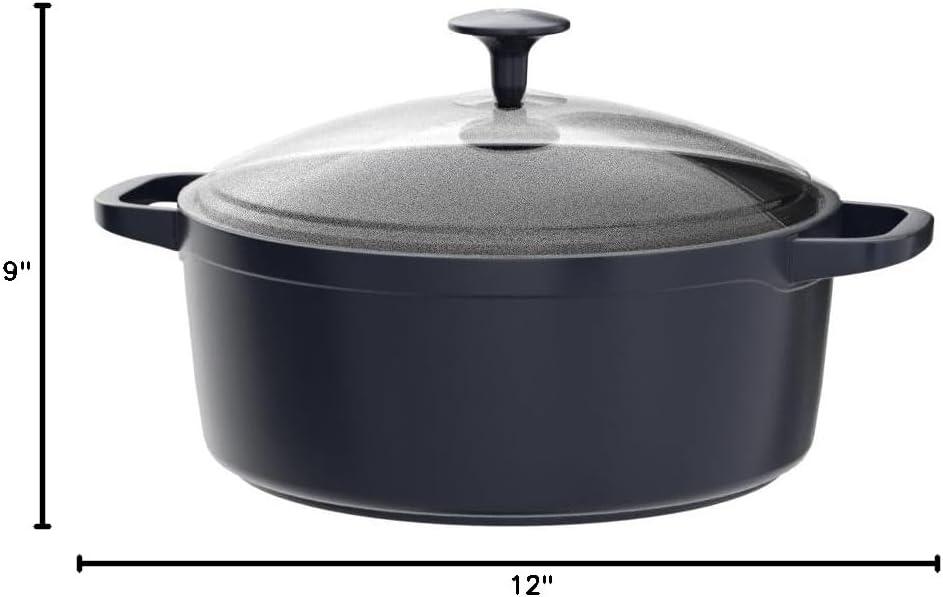 imageBlue Diamond Cookware Diamond Infused Ceramic Nonstick 55QT Dutch Oven with Glass Lid Lightweight Design PFASFree Dishwasher Safe Blue55QT Dutch Oven with Glass Lid
