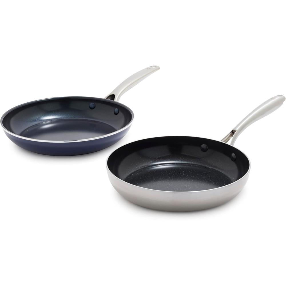 imageBlue Diamond 10 Skillet 5QT Jumbo Cooker 2QT Saucepan Diamond Infused Healthy Ceramic Nonstick PFAS amp PFOAFree ProfessionalGrade Durable HeatResistant Easy Clean Dishwasher Safe BlueBlue  Silver