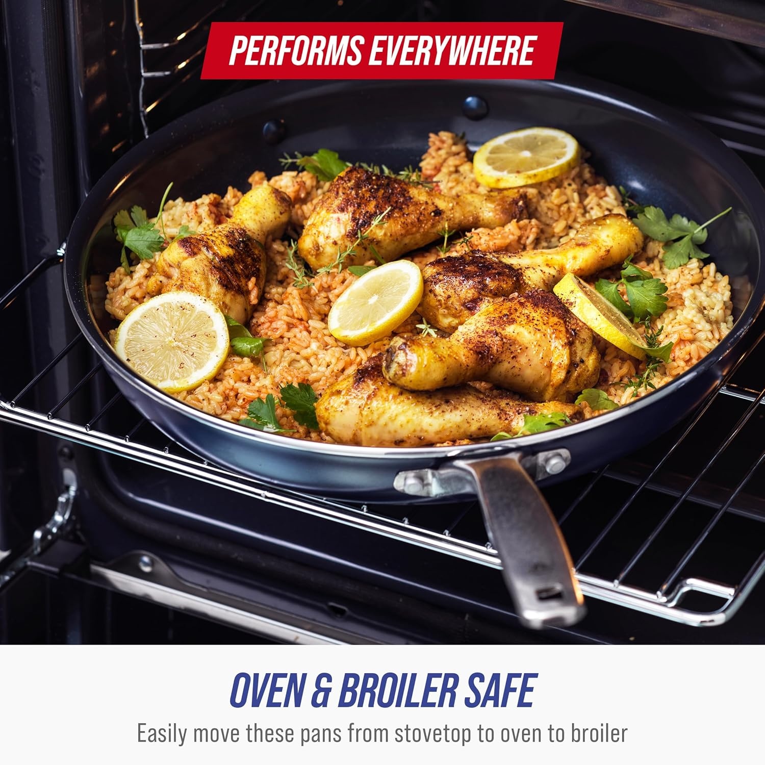 imageBlue Diamond 12 Piece Nonstick Cookware Set Diamond Ceramic Pots amp Pans Dishwasher amp Metal Utensil Safe Non Toxic PFASFree Kitchen Cooking Sauce amp Saute Pans Oven amp Broiler to 600F Blue