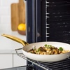 Blue Diamond Gold Ceramic Non-Stick Frying Pan 28 cm, Diamond Reinforced PFAS-Free Ceramic Pan, Induction, Dishwasher & Oven Safe, Golden Stainless Steel Handle, Metal Cutlery Safe, Egg Pan, White