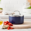 Blue Diamond Induction Diamond Ceramic Non-Stick 16 cm / 1.58 Litre Saucepan with Glass Lid, PFAS-Free, Induction Safe, Dishwasher Safe, Oven Safe, Blue