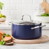 Blue Diamond Induction Diamond Ceramic Non-Stick Saucepan, 24 cm/4.91 L, with Glass Lid, PFAS Free, Induction Safe, Dishwasher Safe, Oven Safe, Blue