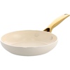 Blue Diamond Gold Ceramic Non-Stick Frying Pan 20 cm, Diamond Reinforced PFAS-Free Ceramic Pan, Induction, Dishwasher & Oven Safe, Golden Stainless Steel Handle, Metal Cutlery Safe, Egg Pan, White