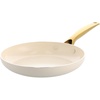 Blue Diamond Gold Ceramic Non-Stick Frying Pan 24 cm, Diamond Reinforced PFAS-Free Ceramic Pan, Induction, Dishwasher & Oven Safe, Golden Stainless Steel Handle, Metal Cutlery Safe, Egg Pan, White