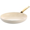 Blue Diamond Gold Ceramic Non-Stick Frying Pan 28 cm, Diamond Reinforced PFAS-Free Ceramic Pan, Induction, Dishwasher & Oven Safe, Golden Stainless Steel Handle, Metal Cutlery Safe, Egg Pan, White